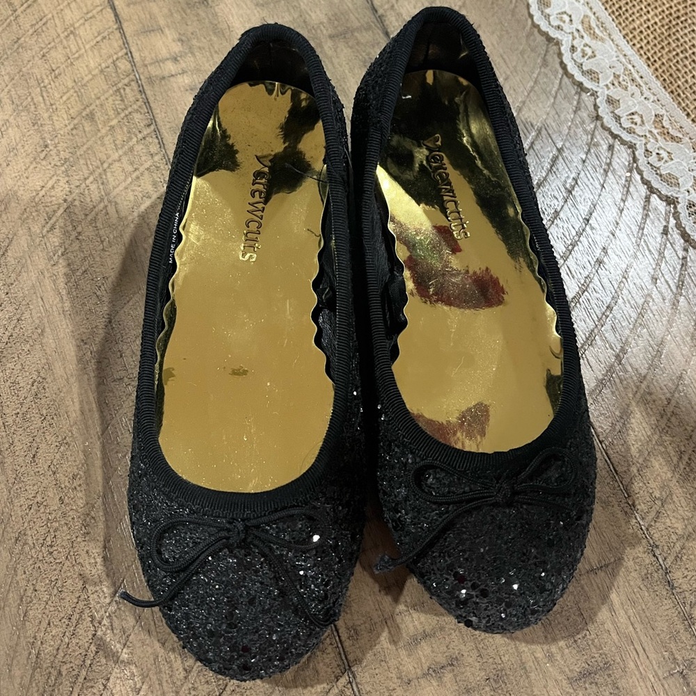 Girls crewcuts sparkle black shoes size 11